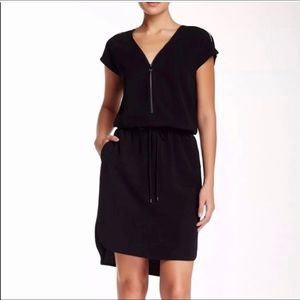 Vince Black Zipper Contrast Trim Dress
